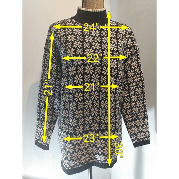 Vintage Gap Women White/Black Knit Mock Pullover Long‎ sleeve Sweater Size M - Picture 4 of 5